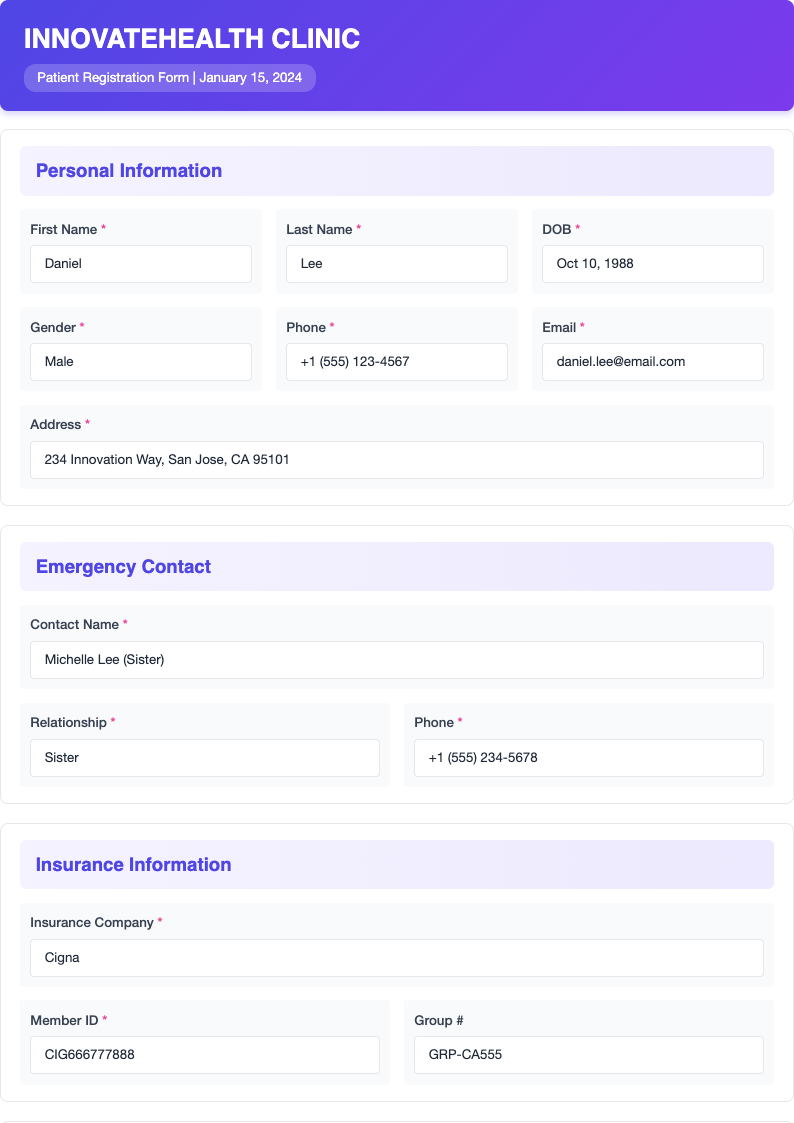 Contemporary gradient patient registration form