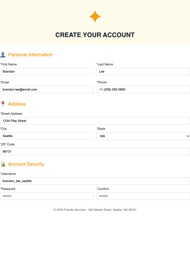 Top icon registration form