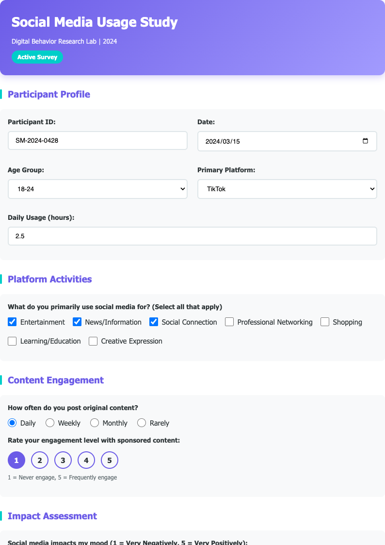 Contemporary research data collection form