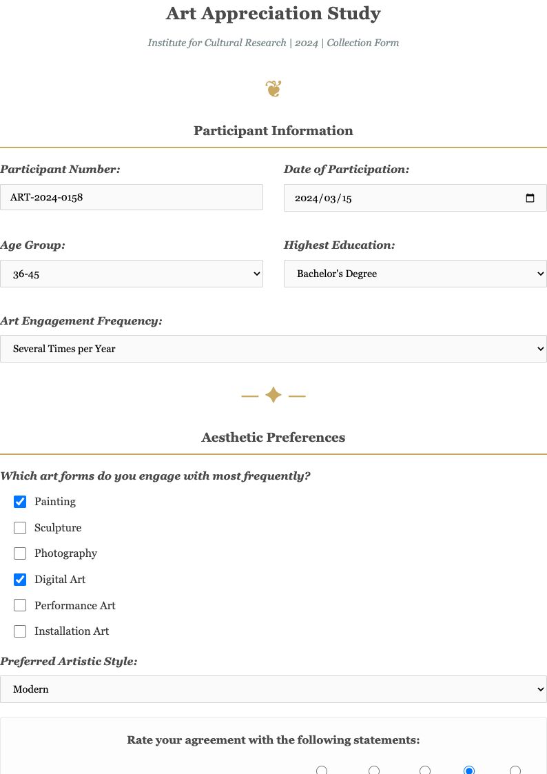 Elegant sophisticated research data collection form