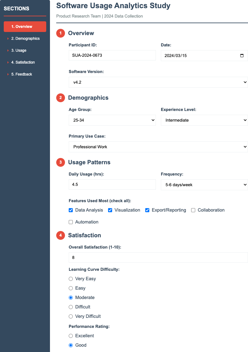 Side bar research data collection form
