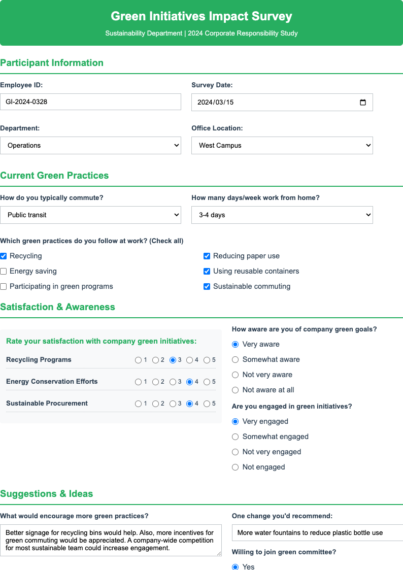 Split section research data collection form