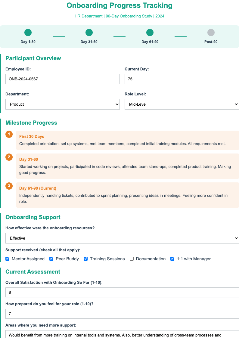 Timeline research data collection form
