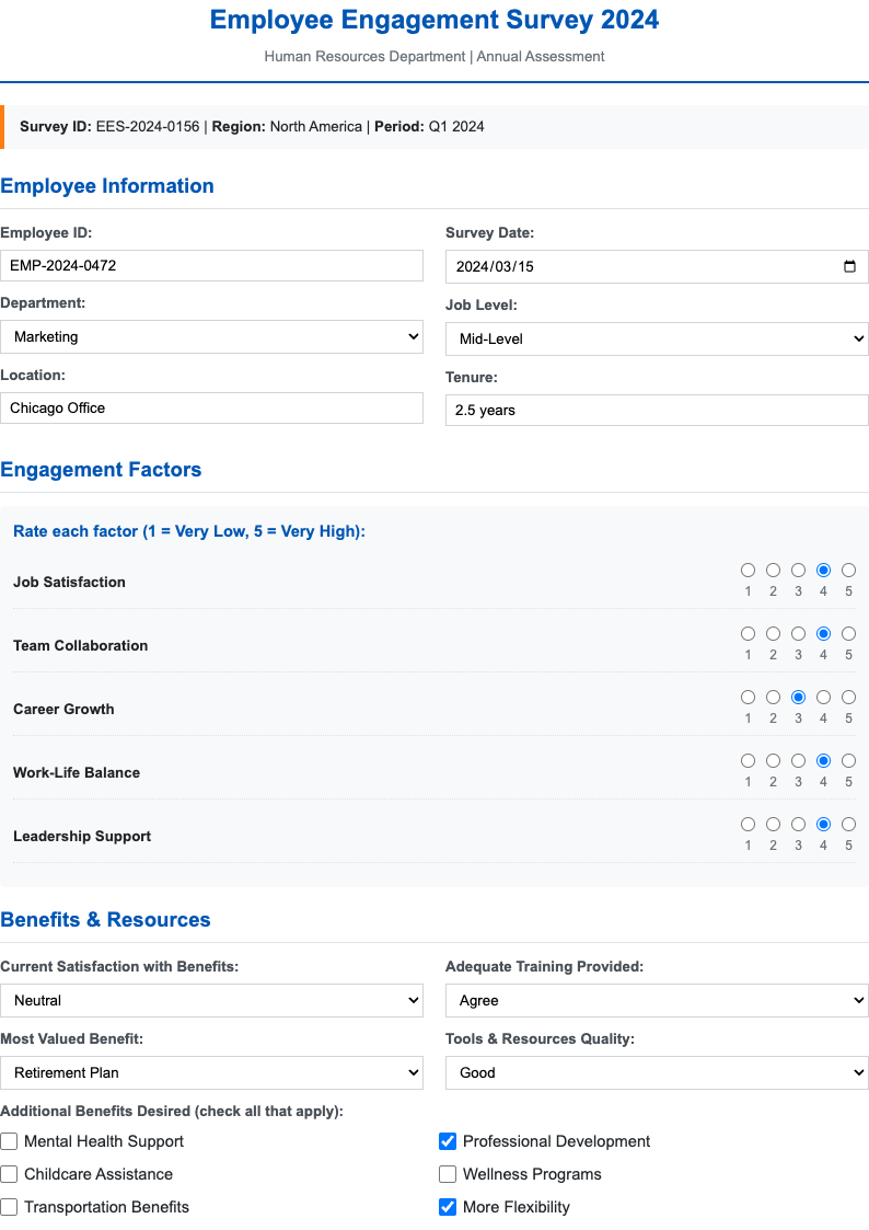 Two column research data collection form