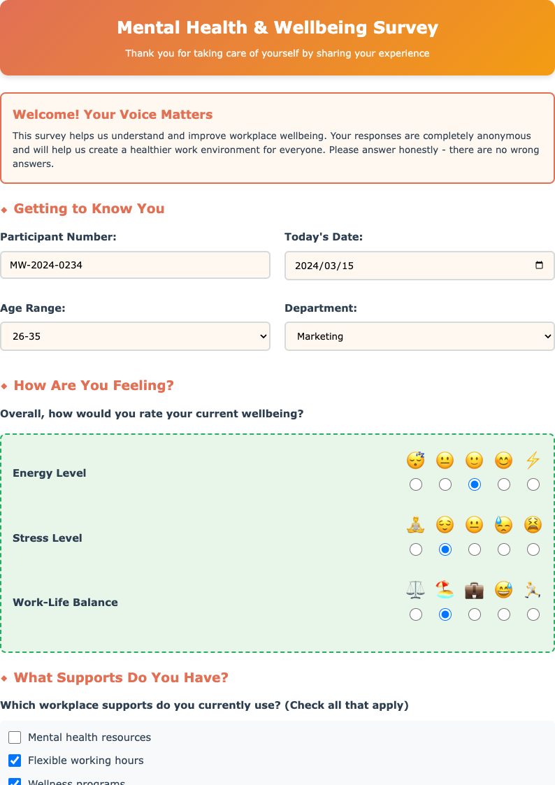 Warm friendly research data collection form