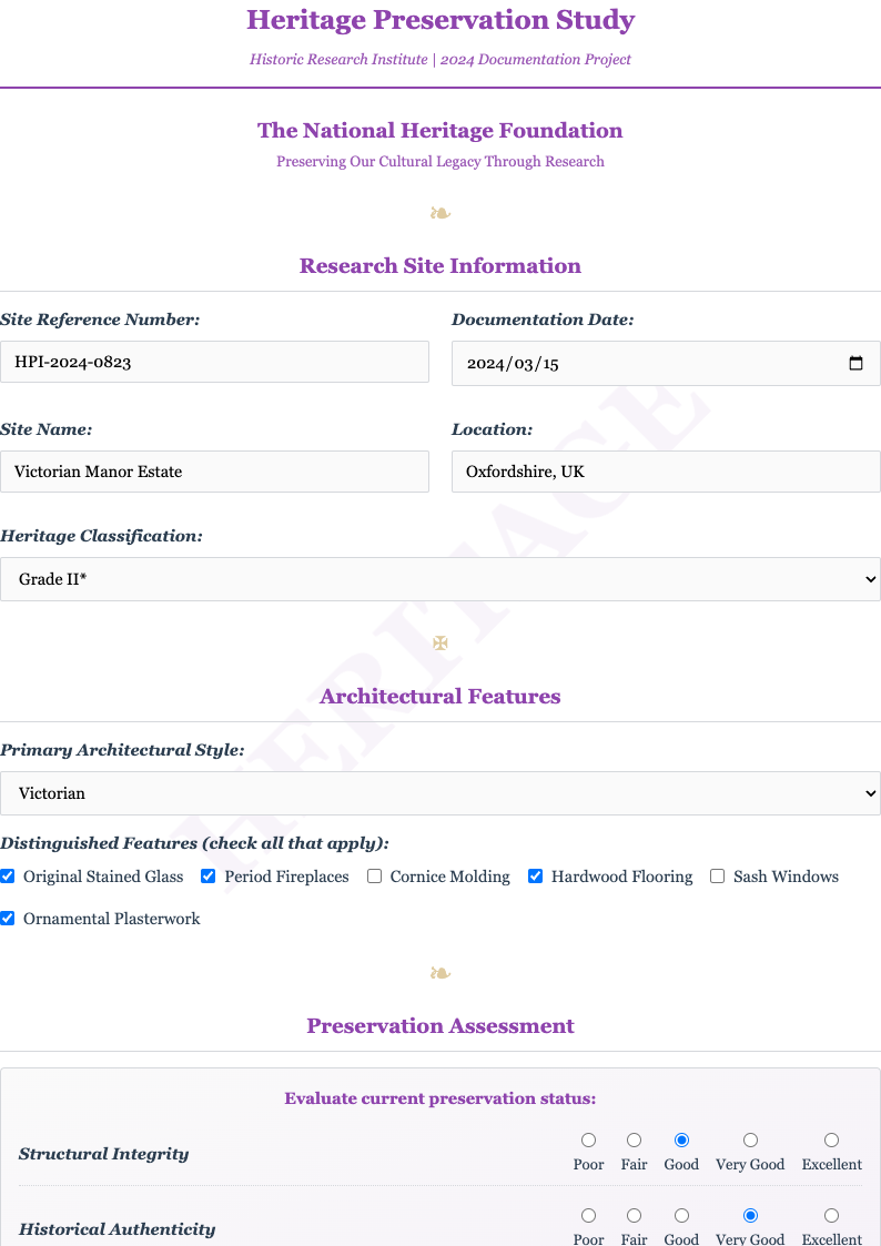 Watermark research data collection form