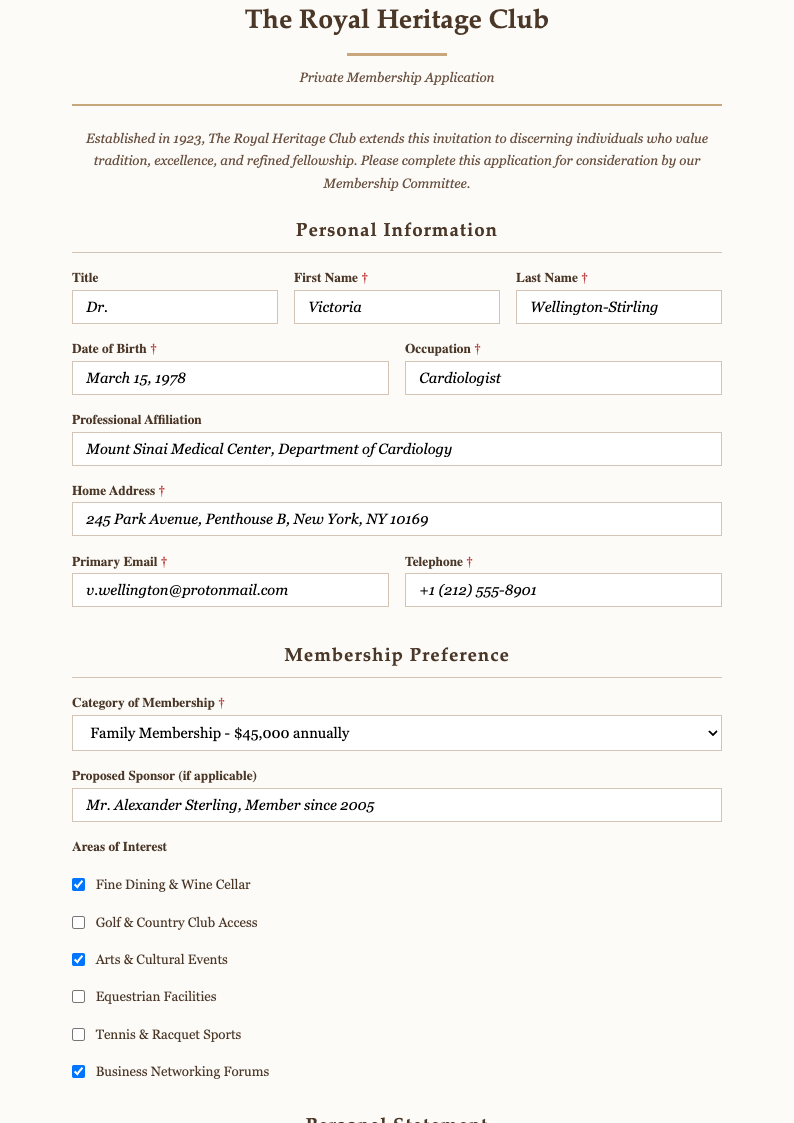 Elegant sophisticated sample registration form