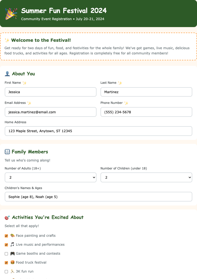 Friendly approachable sample registration form