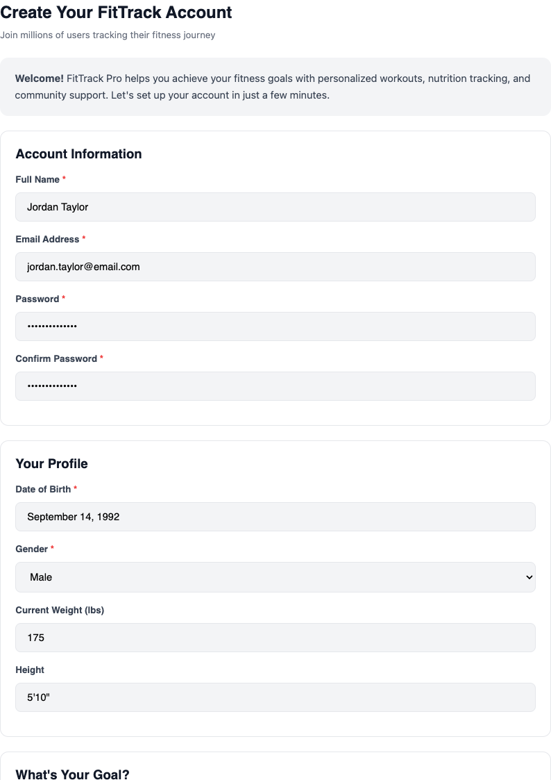 Mobile friendly sample registration form