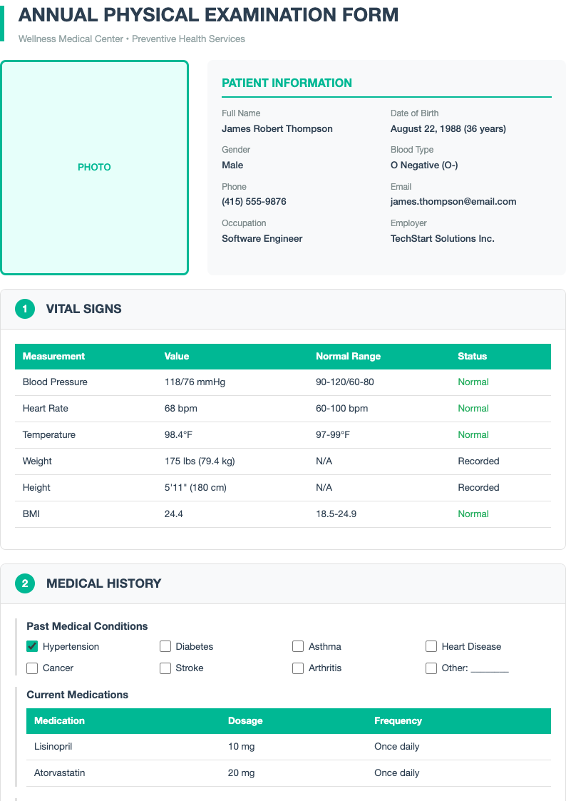 Clean modern yearly physical form