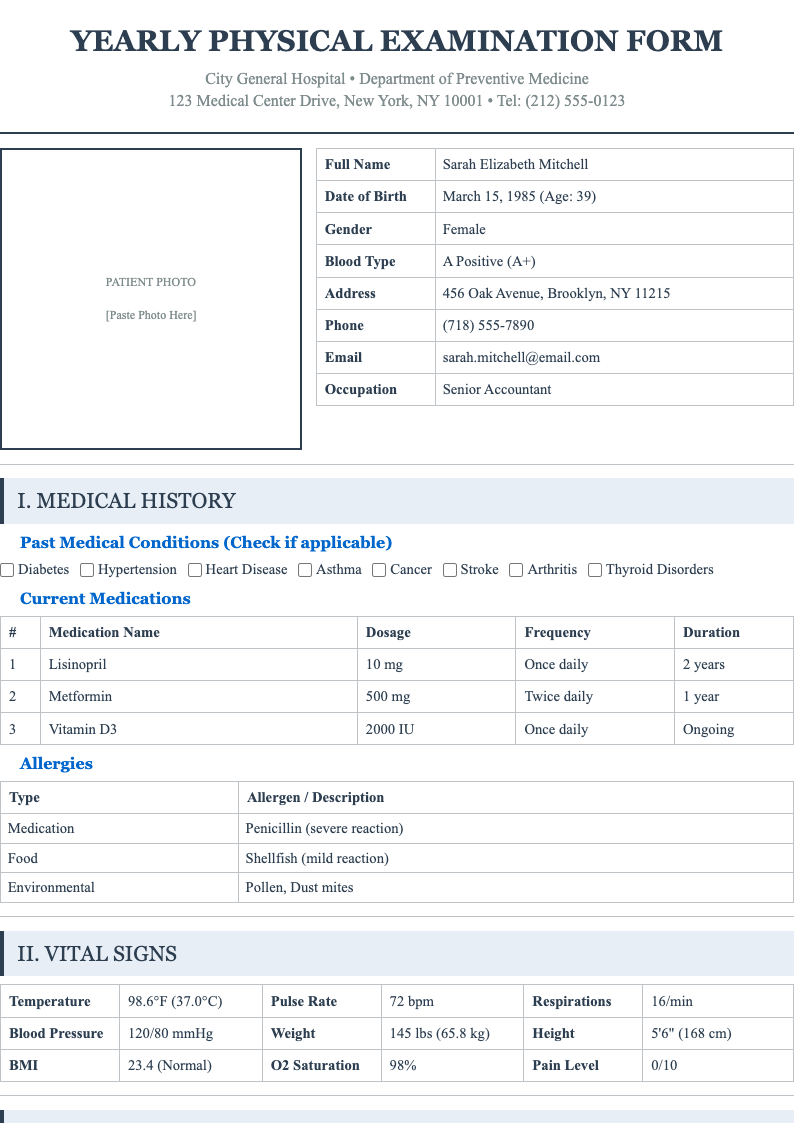 Modern card yearly physical form