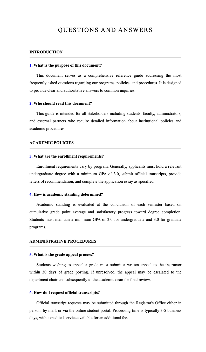 AI Formatter - Free Format Question and Answer Templates