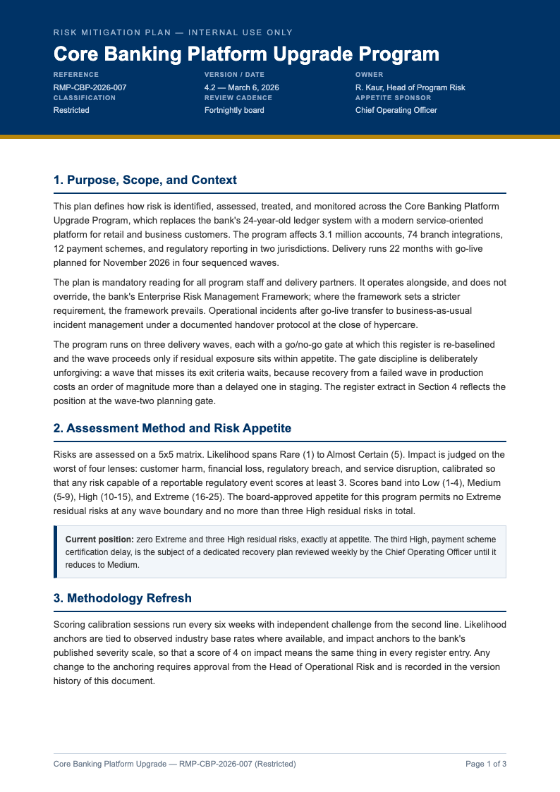 Standard Risk Plan AI Formatter - Free Risk Mitigation Plan Generator