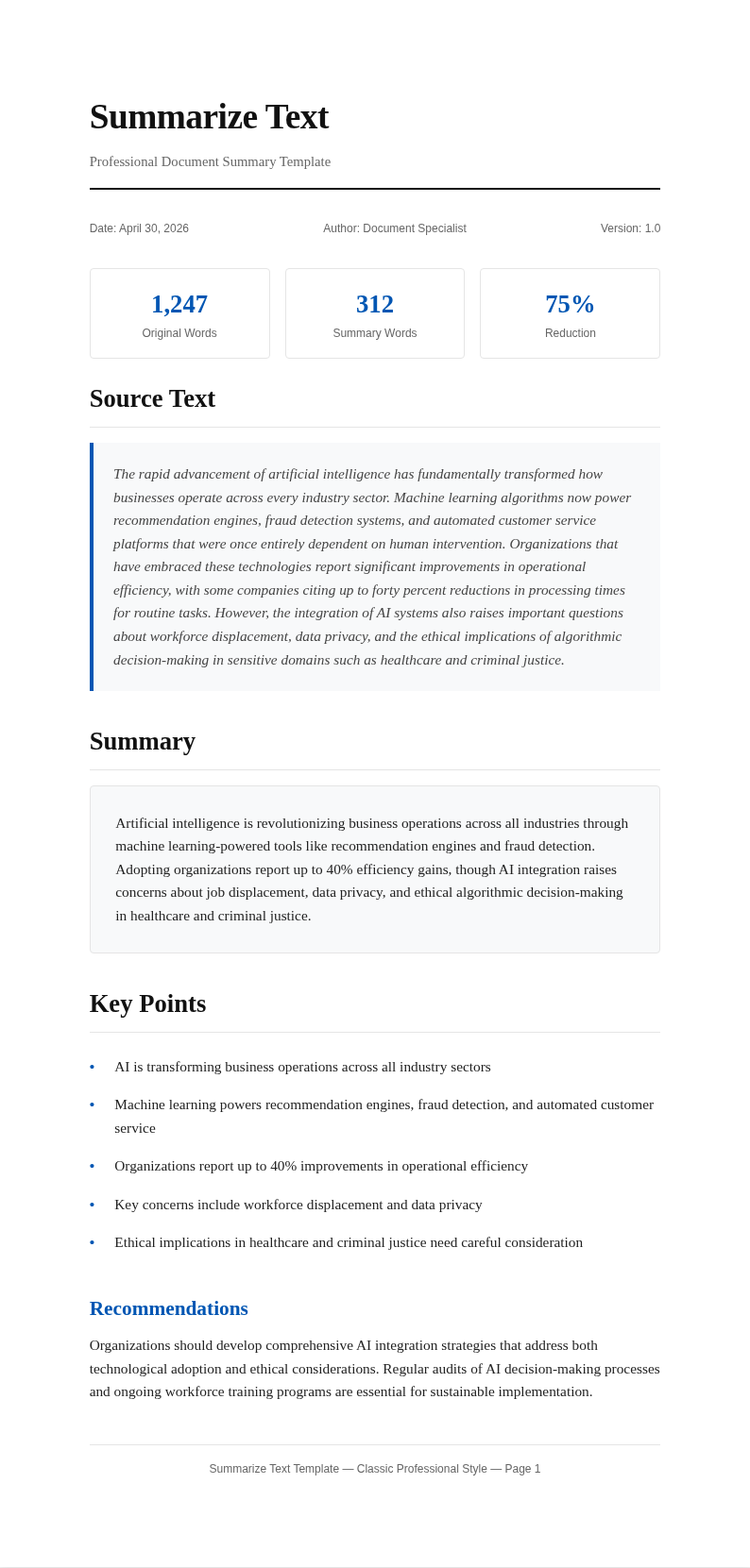 AI Formatter - Free Summarize Text Templates
