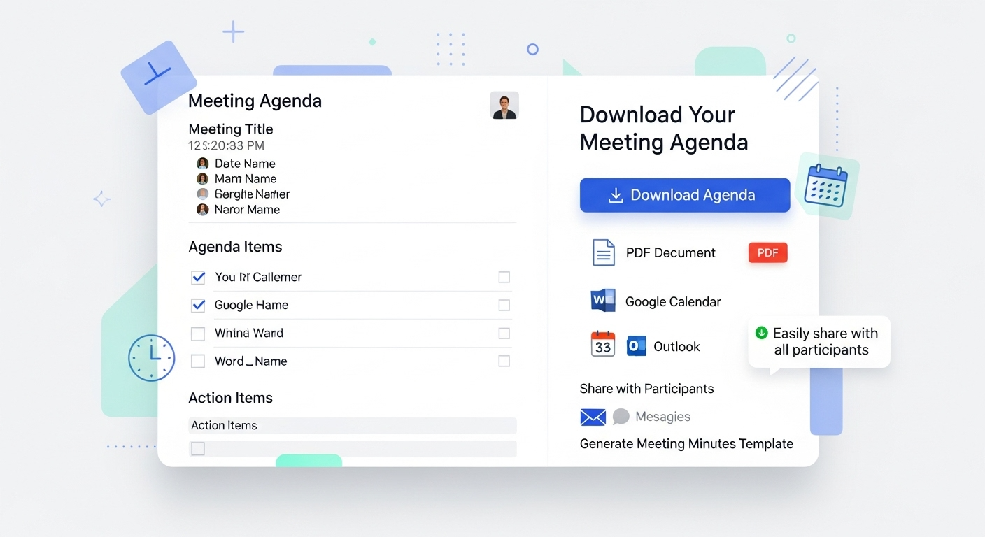 Download formatted meeting agenda in multiple formats