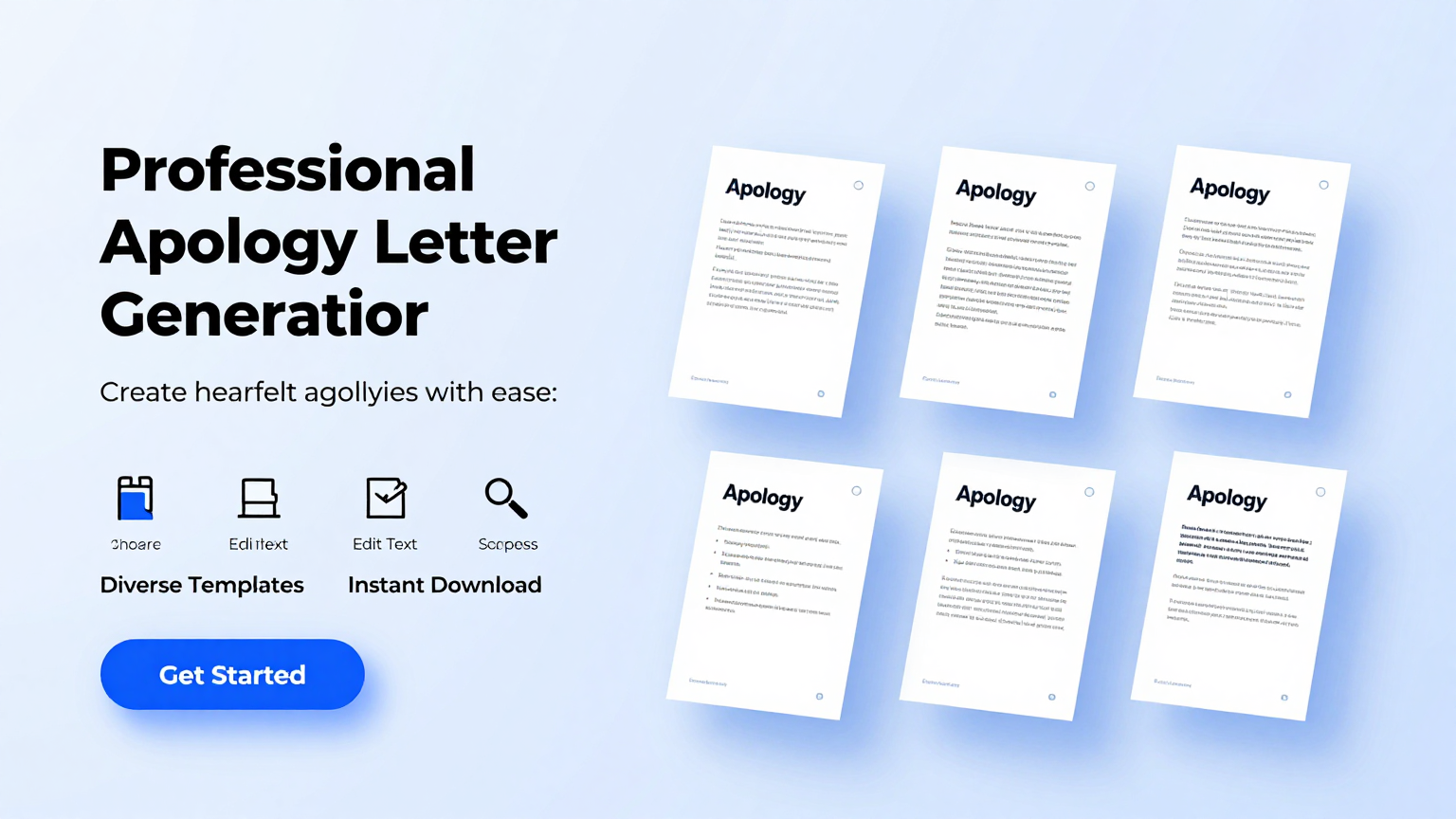 Professional apology letter template displayed on a digital screen