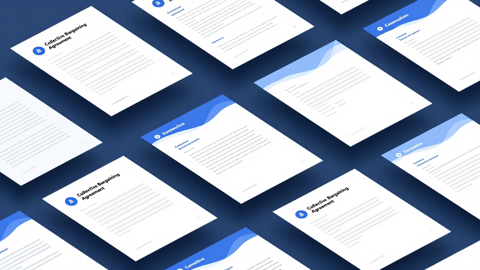 Collective bargaining agreement template open on a laptop screen