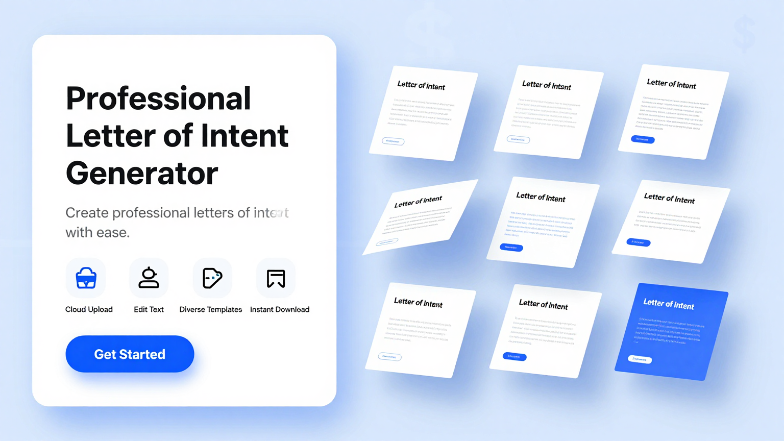 Collection of professional letter of intent templates ready for editing