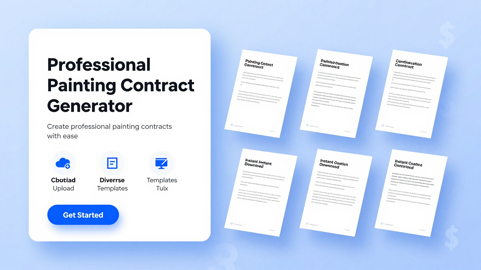 Professional painting contract templates displayed on screen