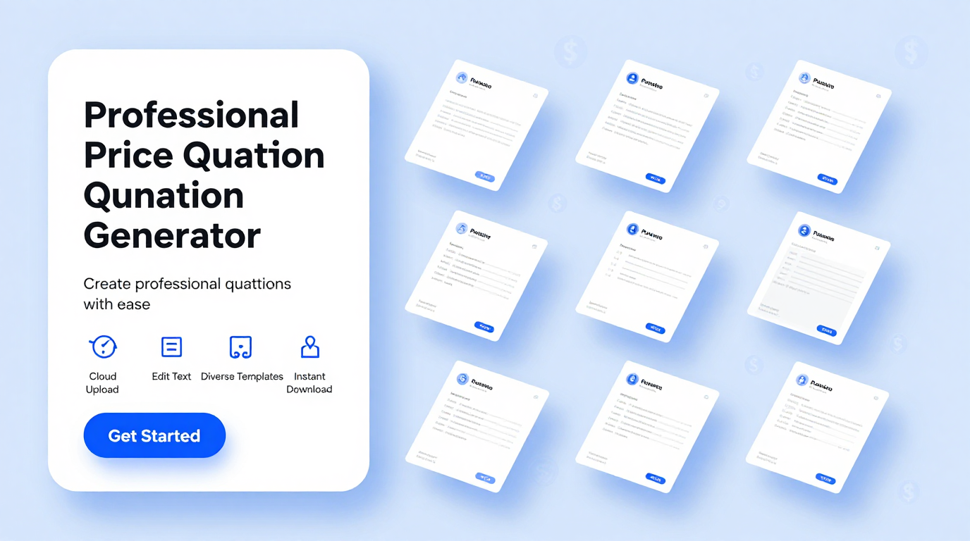 Screenshot of an editable Price Quotation template being customized in a web browser