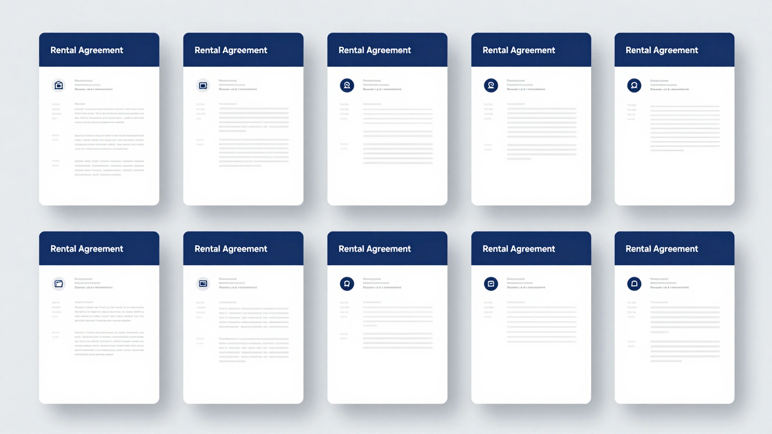 Professional rental agreement templates displayed on screen for editing