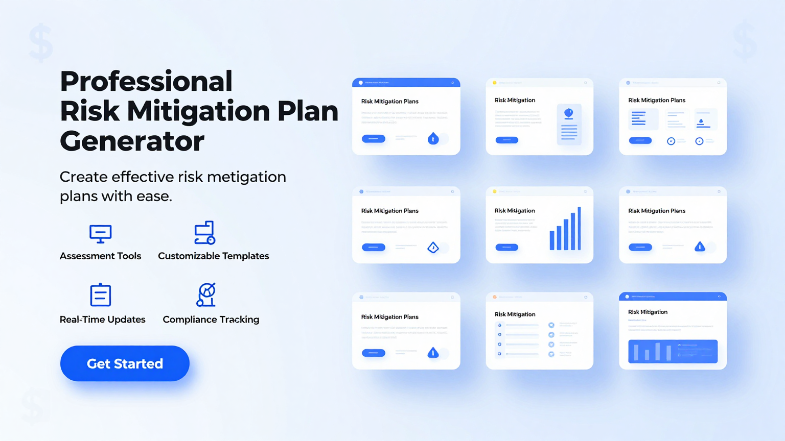Risk mitigation plan template on a digital screen