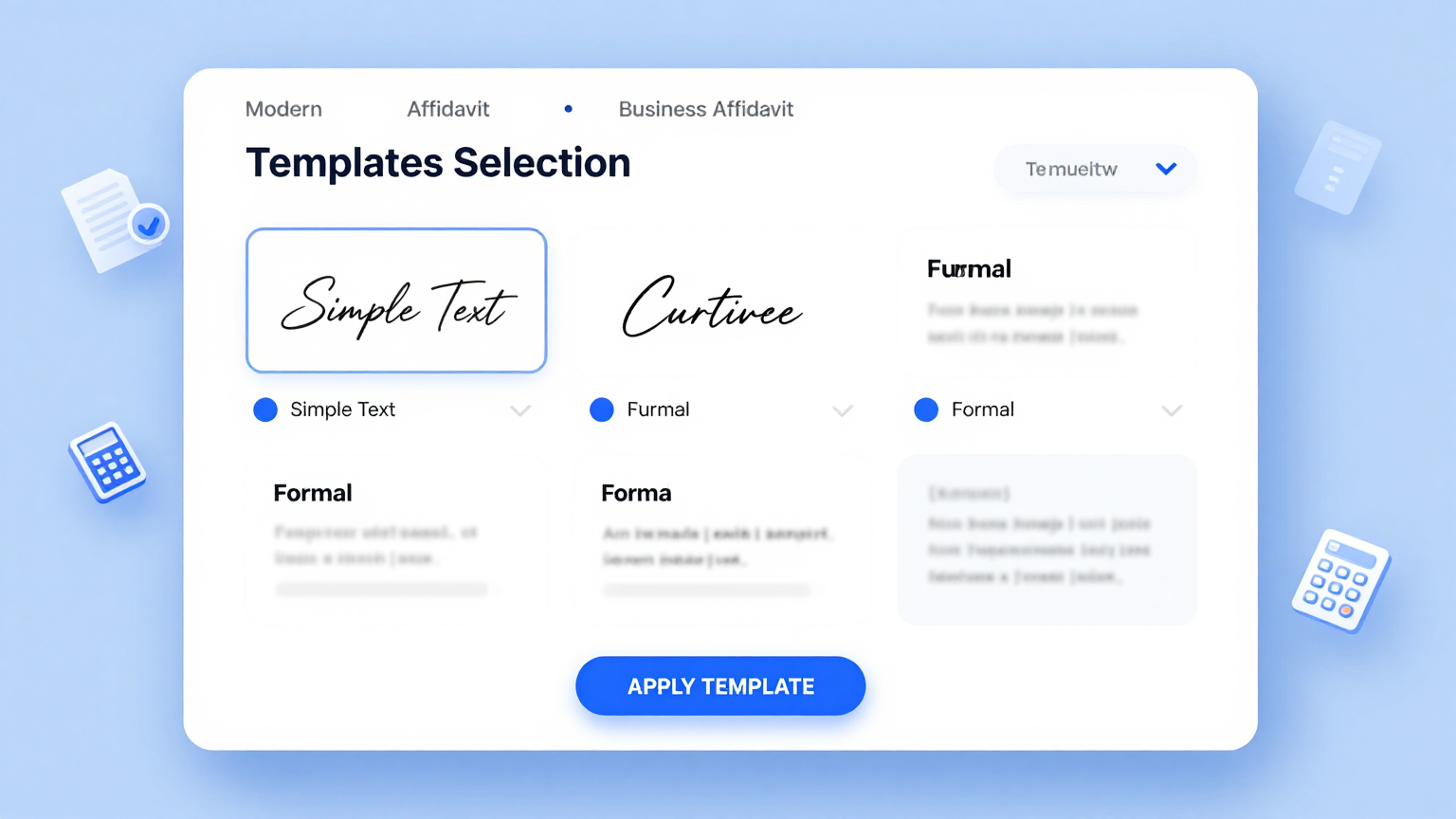 Template Selection Feature