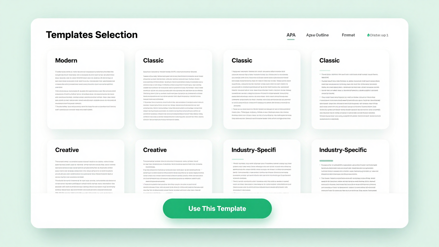 Template Selection Feature