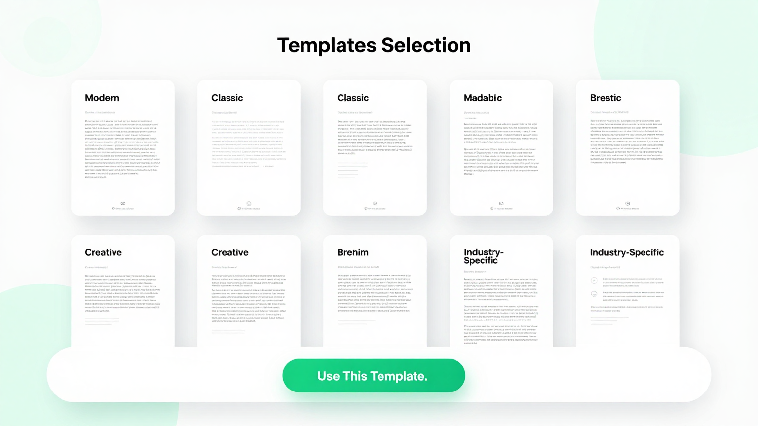 Template Selection Feature