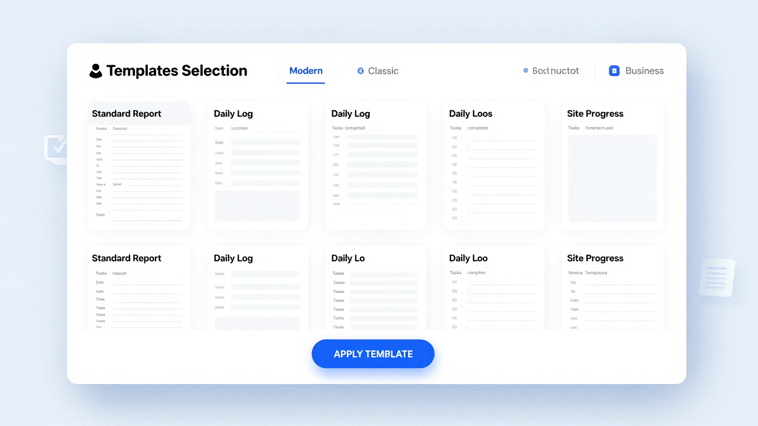 Template Selection Feature for Construction Daily Report Generator