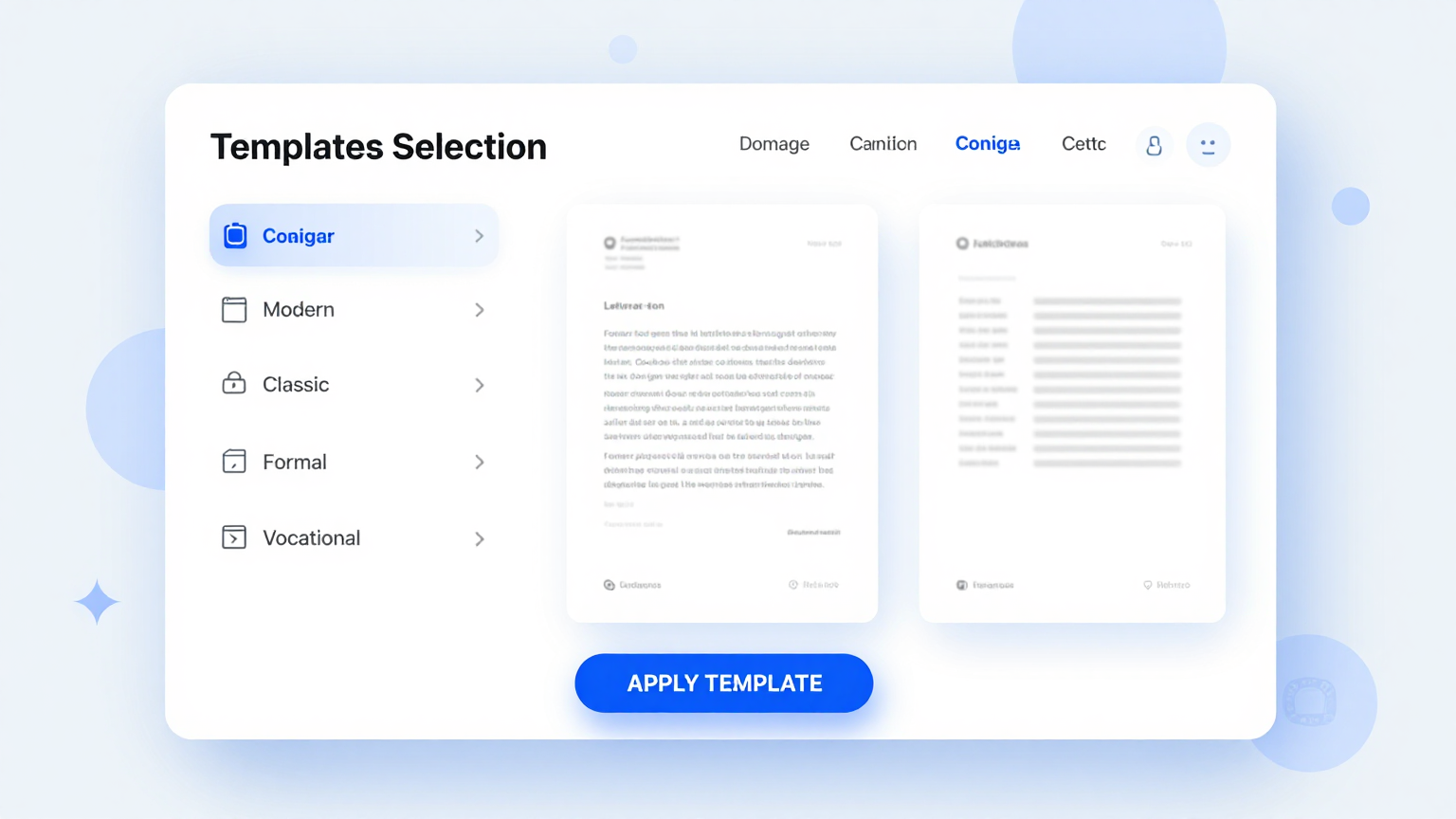 Template Selection Feature