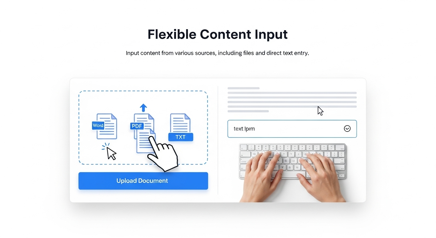 Upload documents or input text to AI Document Formatter