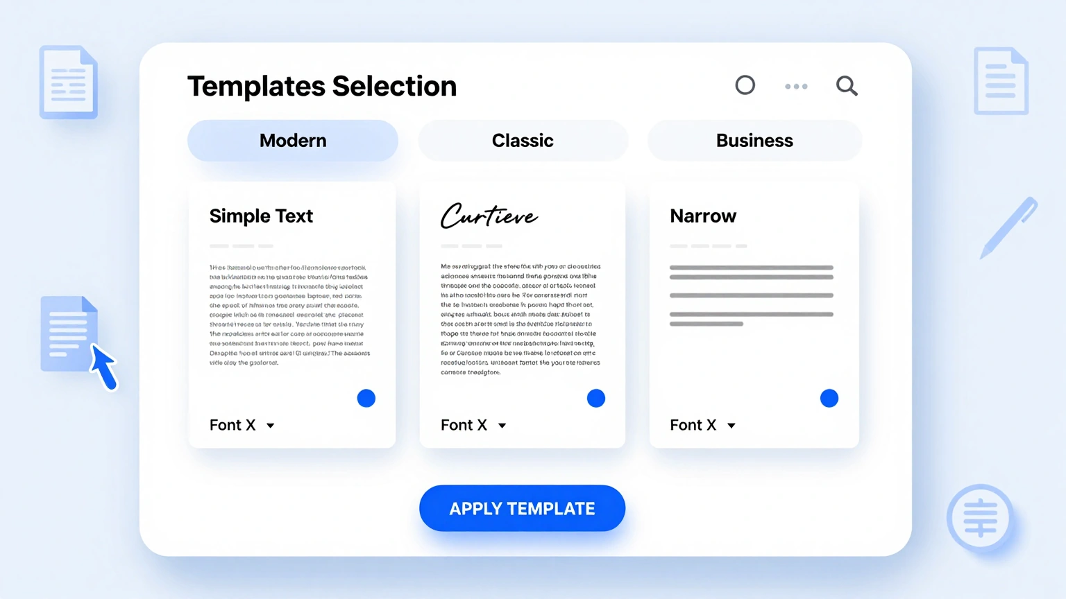 Template gallery in the formal letter generator