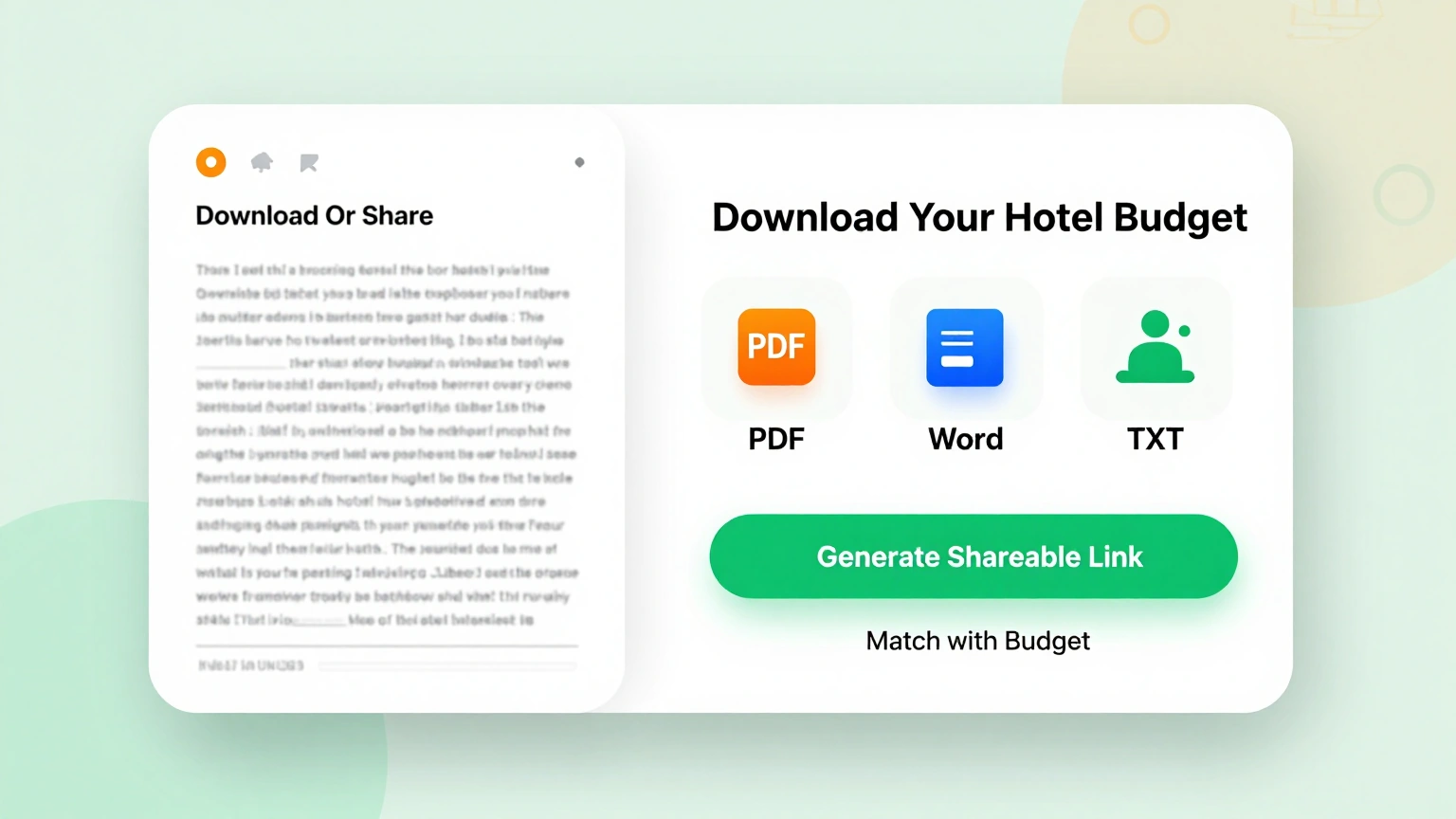 Download a finished hotel budget