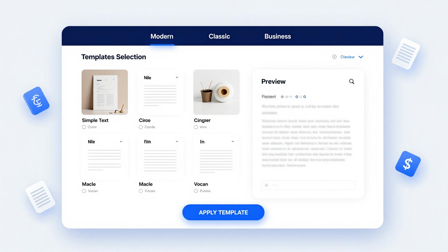 Template Selection Feature