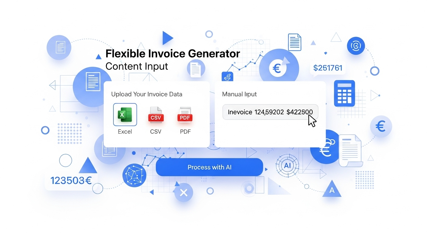 Data input form with fields for invoice information and file upload