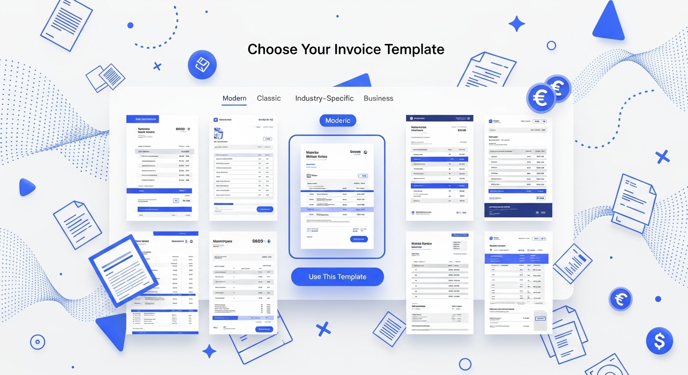 Grid view of professional business invoice template designs