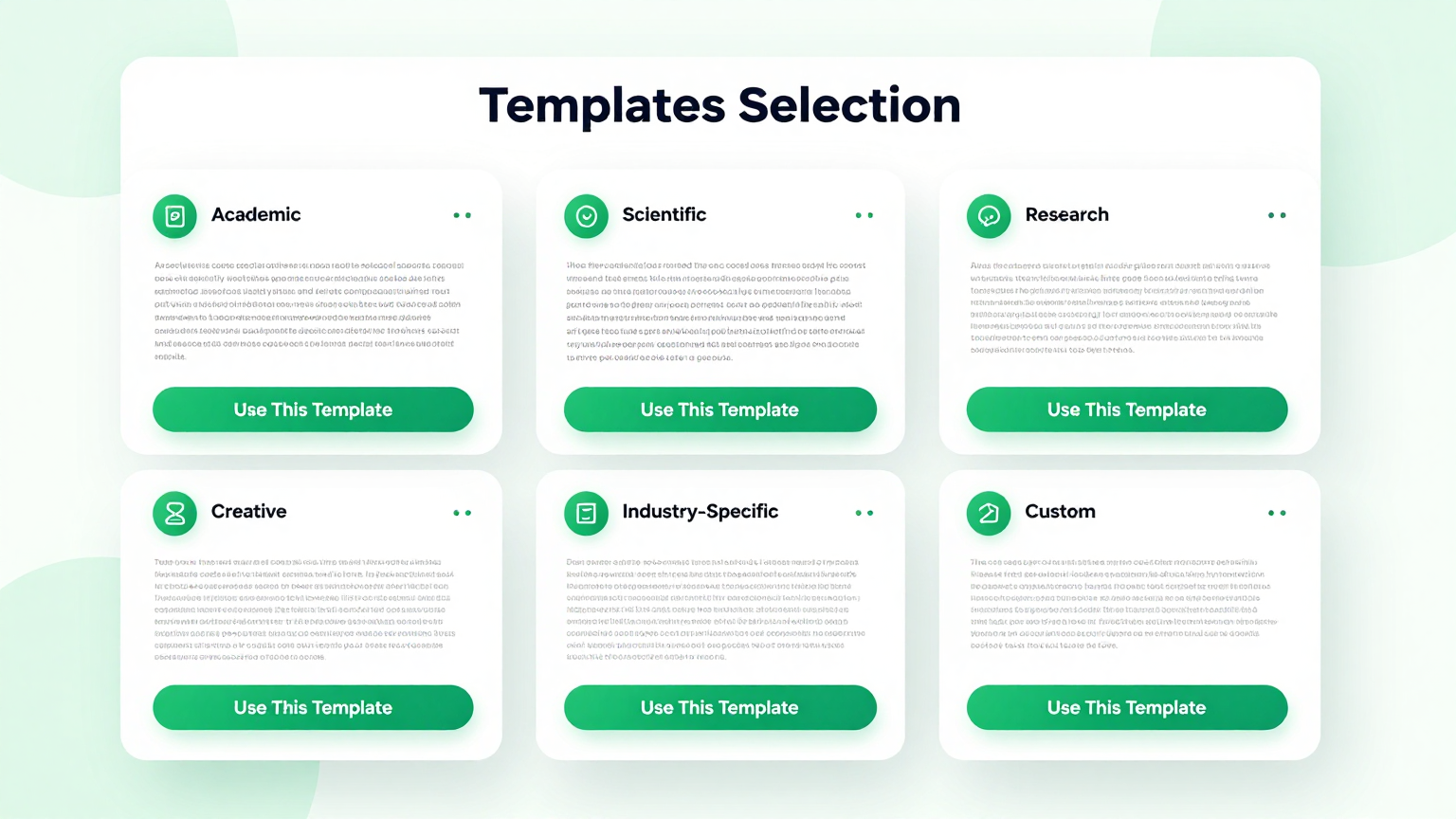 Template Selection Feature