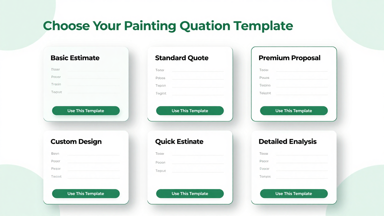Template gallery for painting quotations showing various options