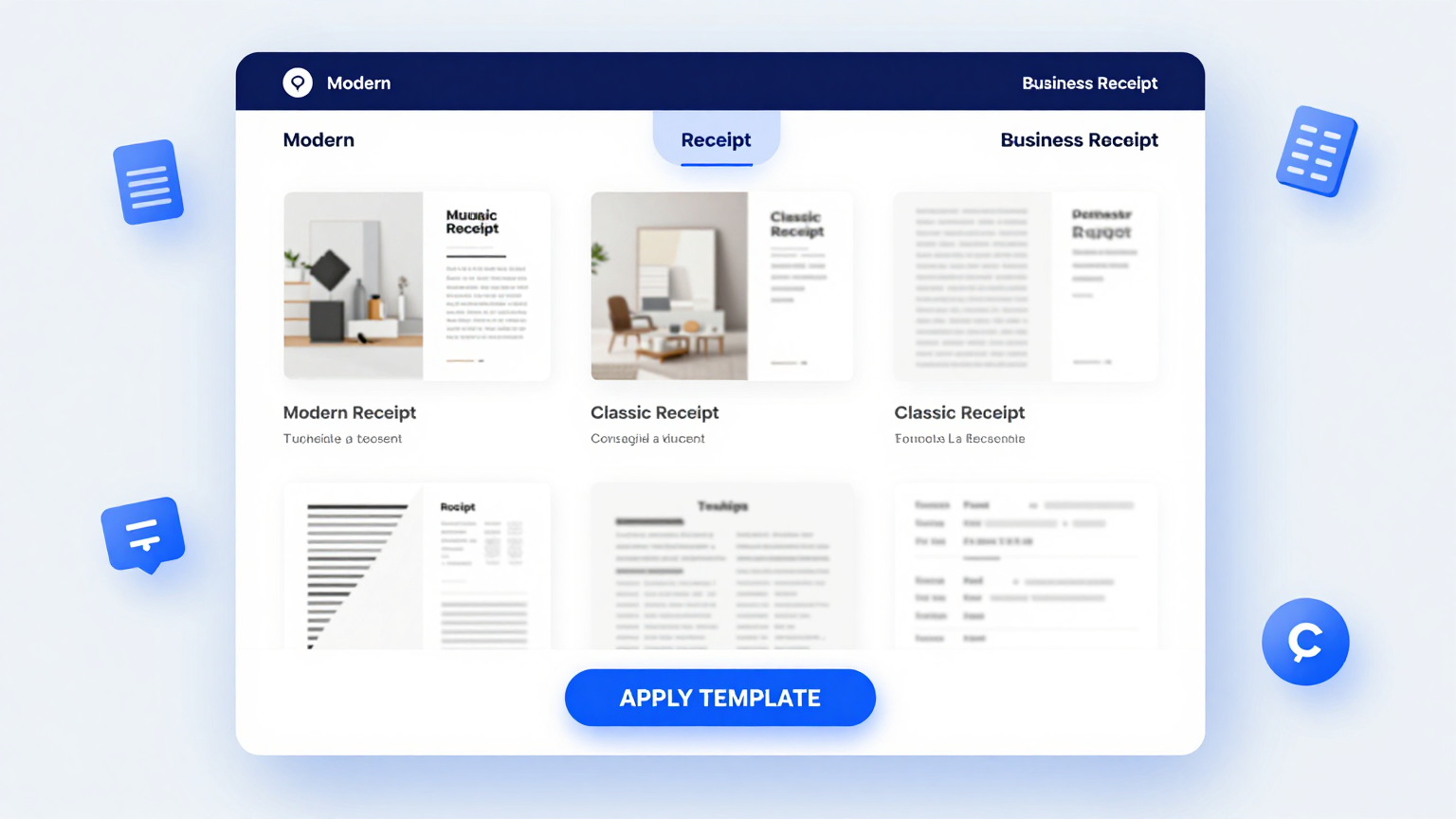 Professional Templates Feature Screenshot