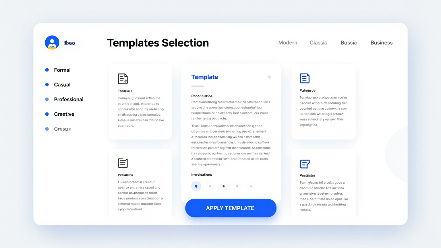 Professional Templates Feature
