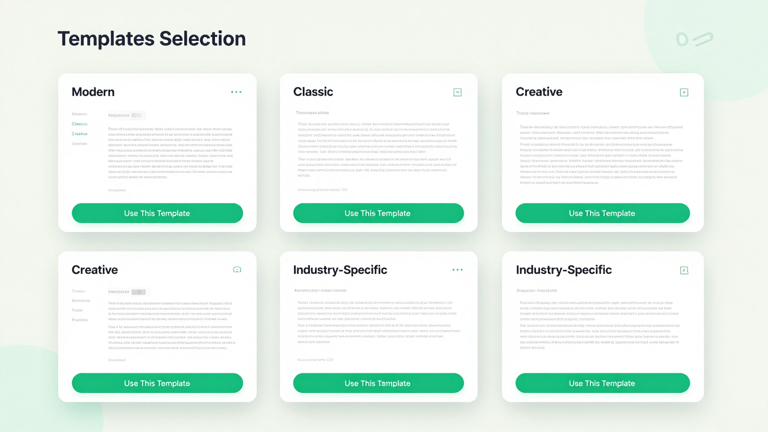 Professional Templates Feature Screenshot