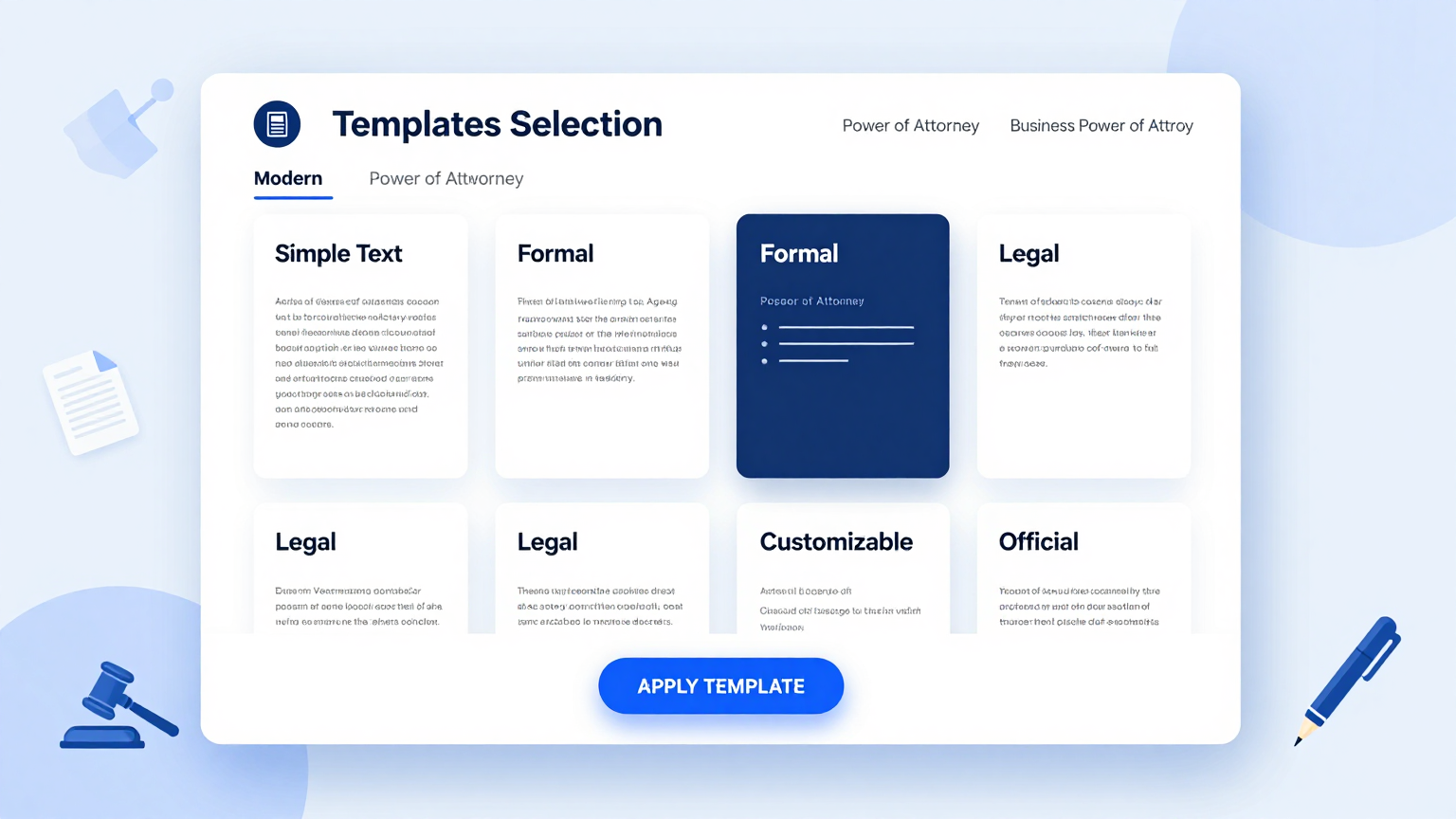 Template Selection Feature