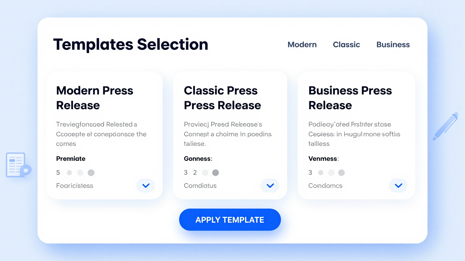 Template Selection Feature