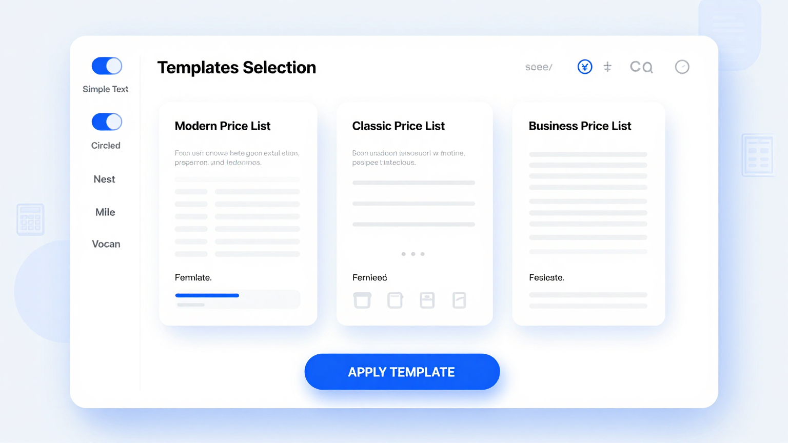 Template Selection Feature