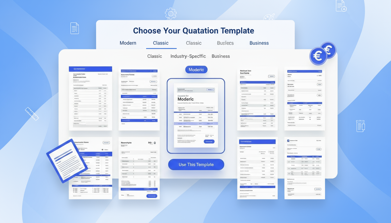 Professional quotation template gallery showcasing multiple free quotation template designs for various business industries