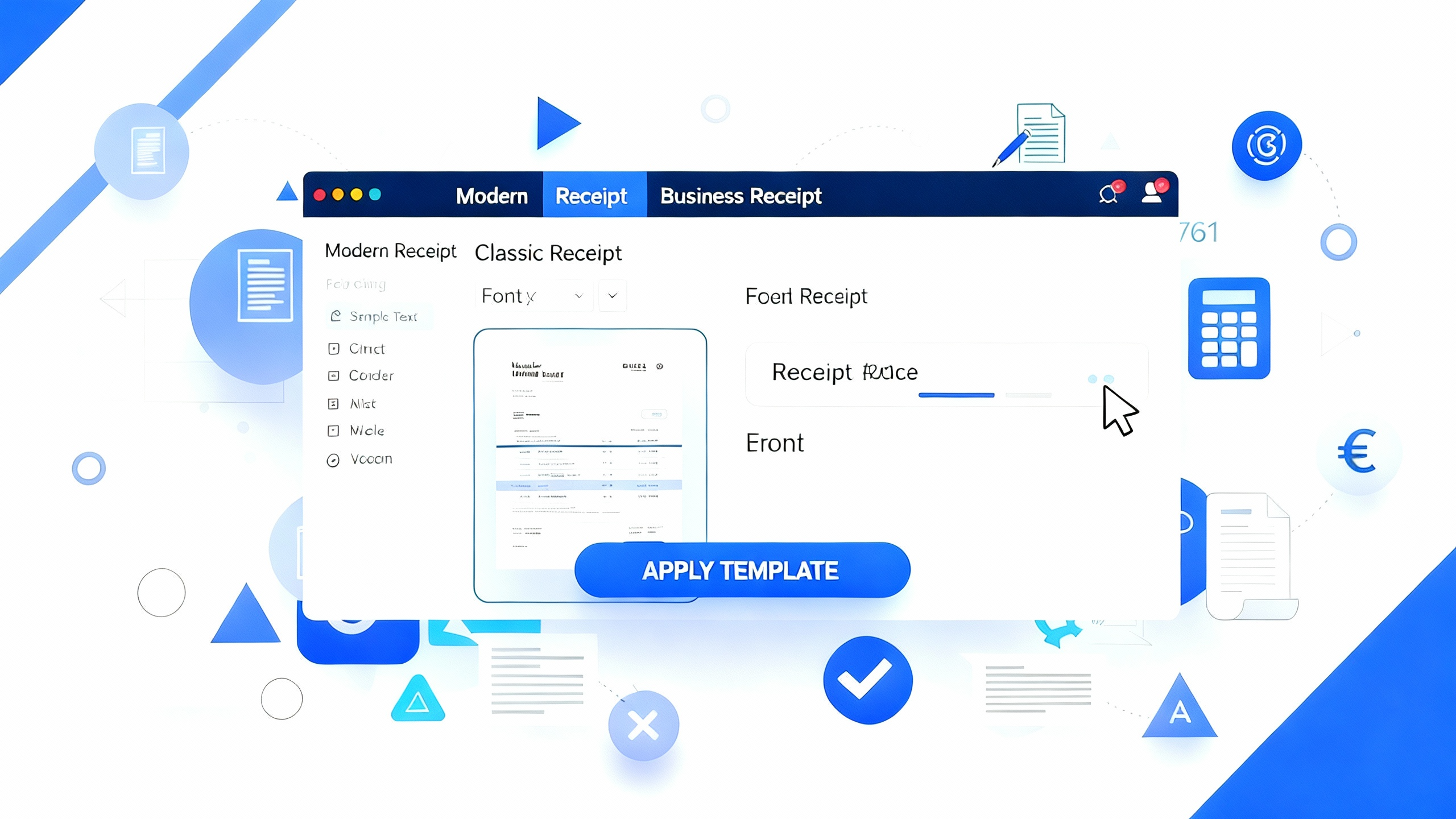 Professional receipt template gallery displaying various receipt template word formats and business designs