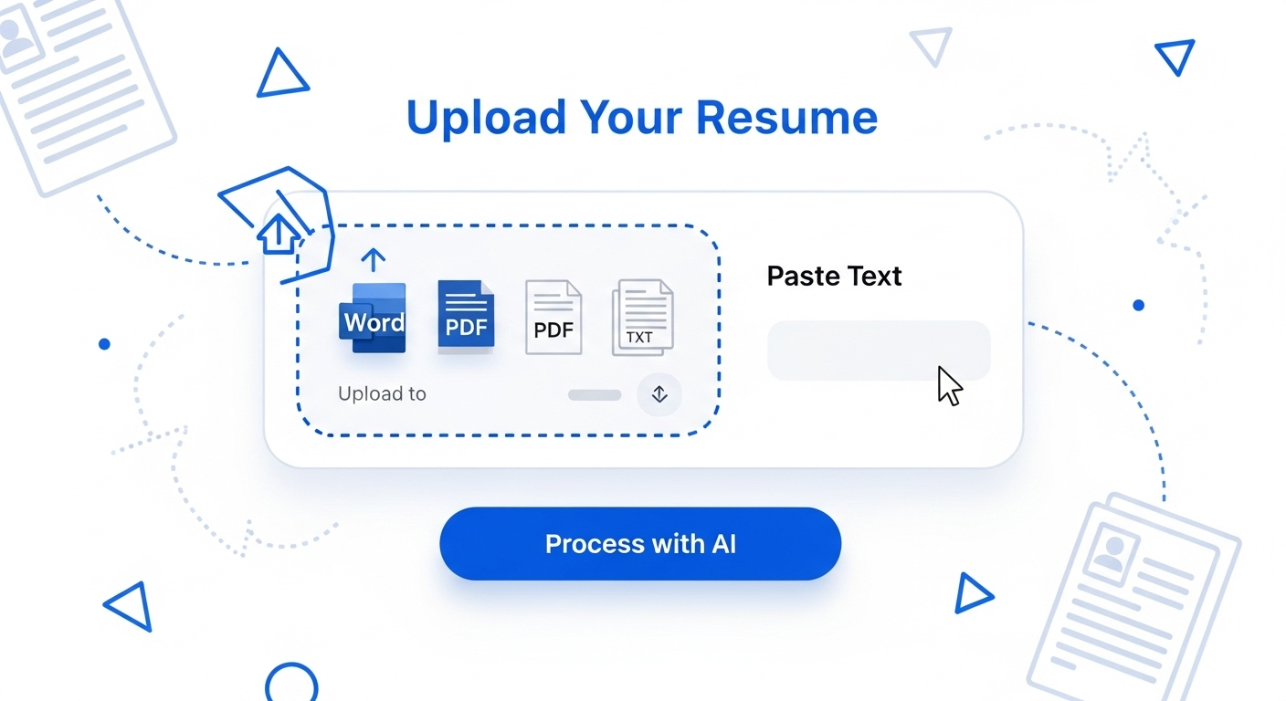 Upload resume or input content to AI Resume Formatter