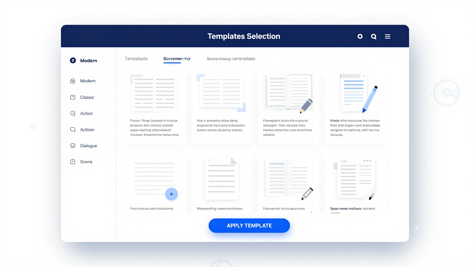 Template Selection Feature