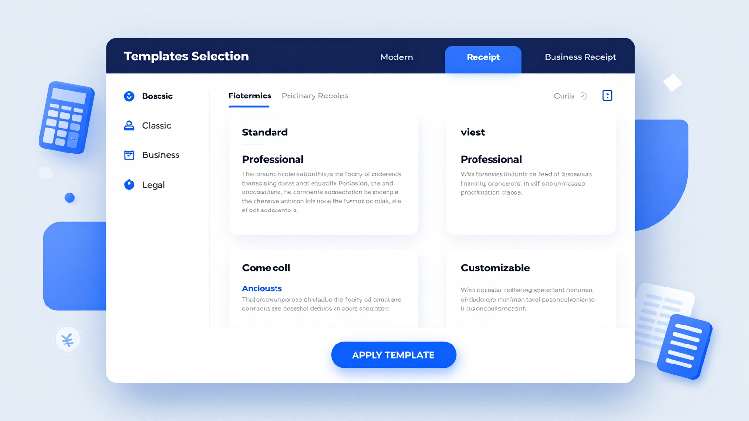 Template Selection Feature